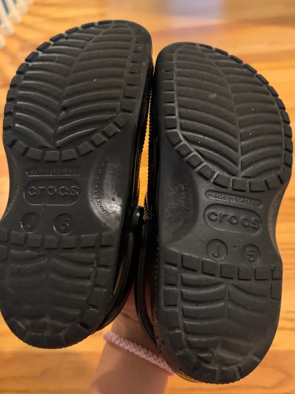 CROCS Kids Patent Black Slip-On Clogs with Heel Strap